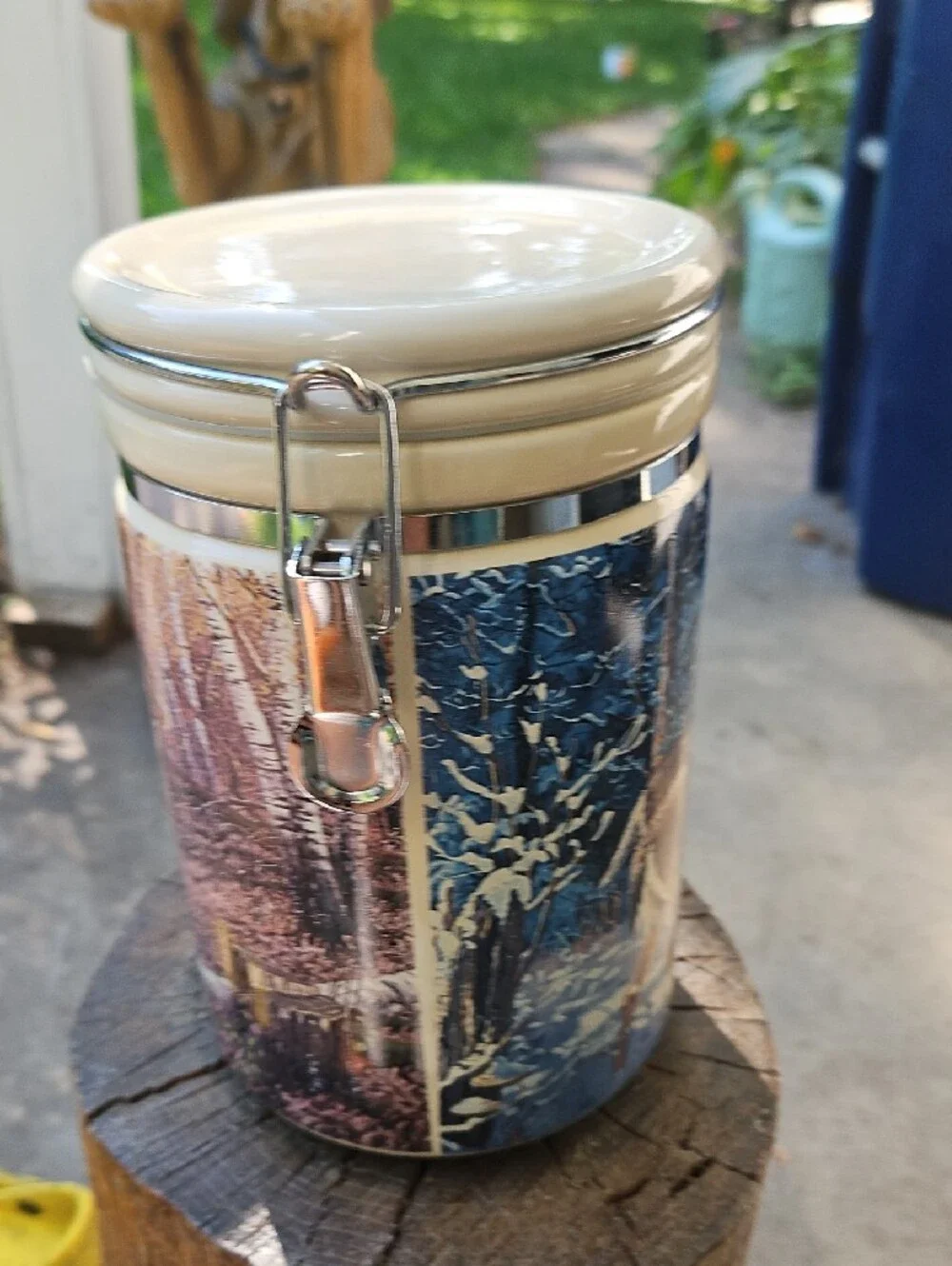 Winter Deer Ceramic Storage Canister 
